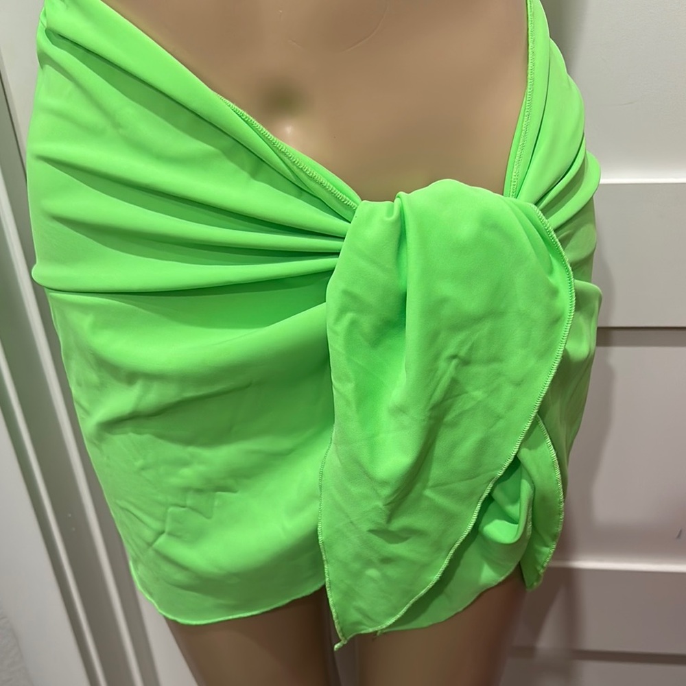 Neon Green Sarong with Dramatic Bow Option